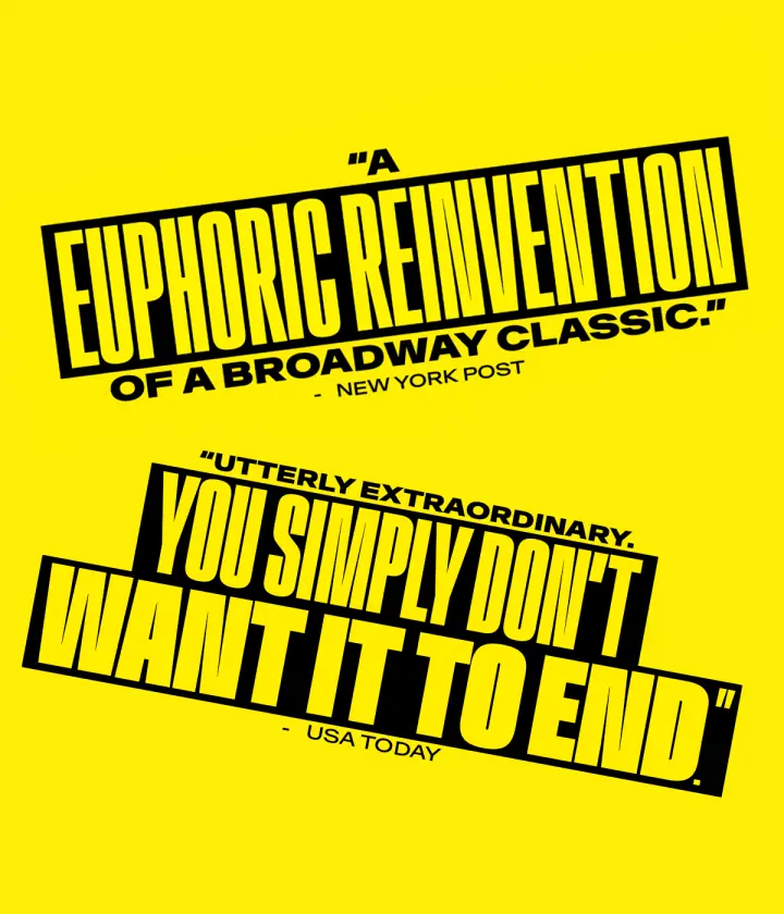 Yellow CATS campaign graphic with condensed typography and press excerpts