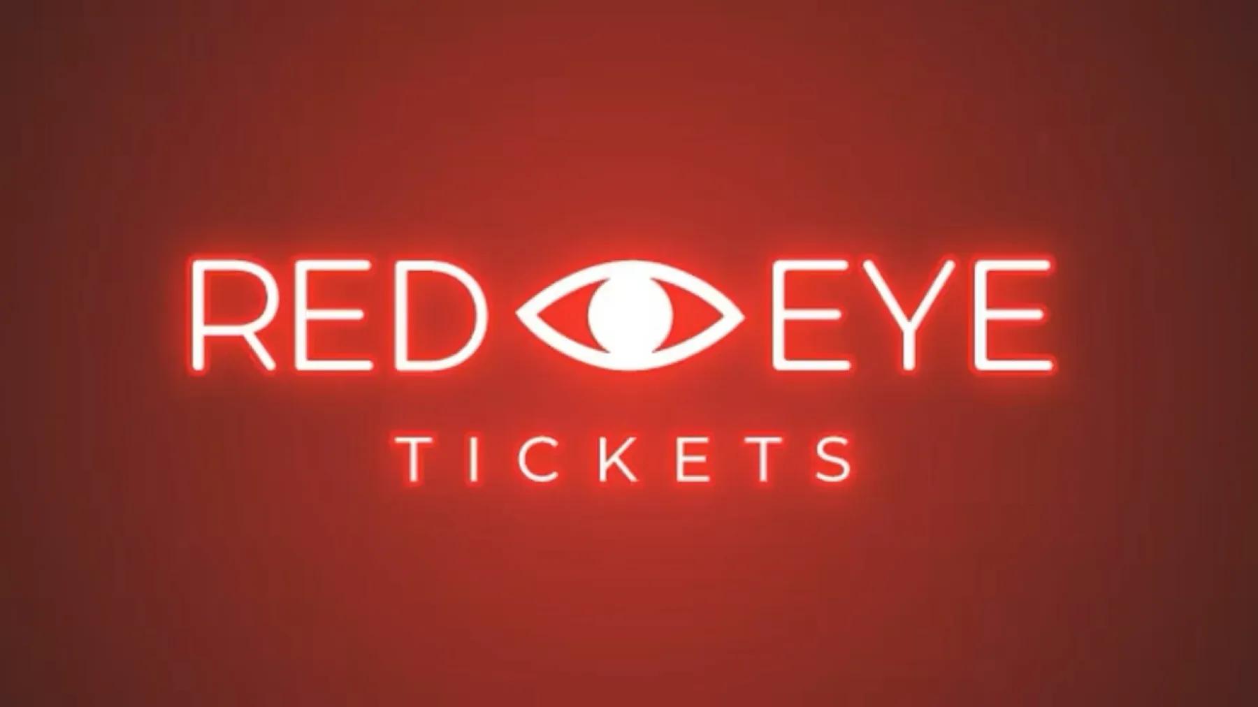 Red Eye Tickets identity in glowing red and white